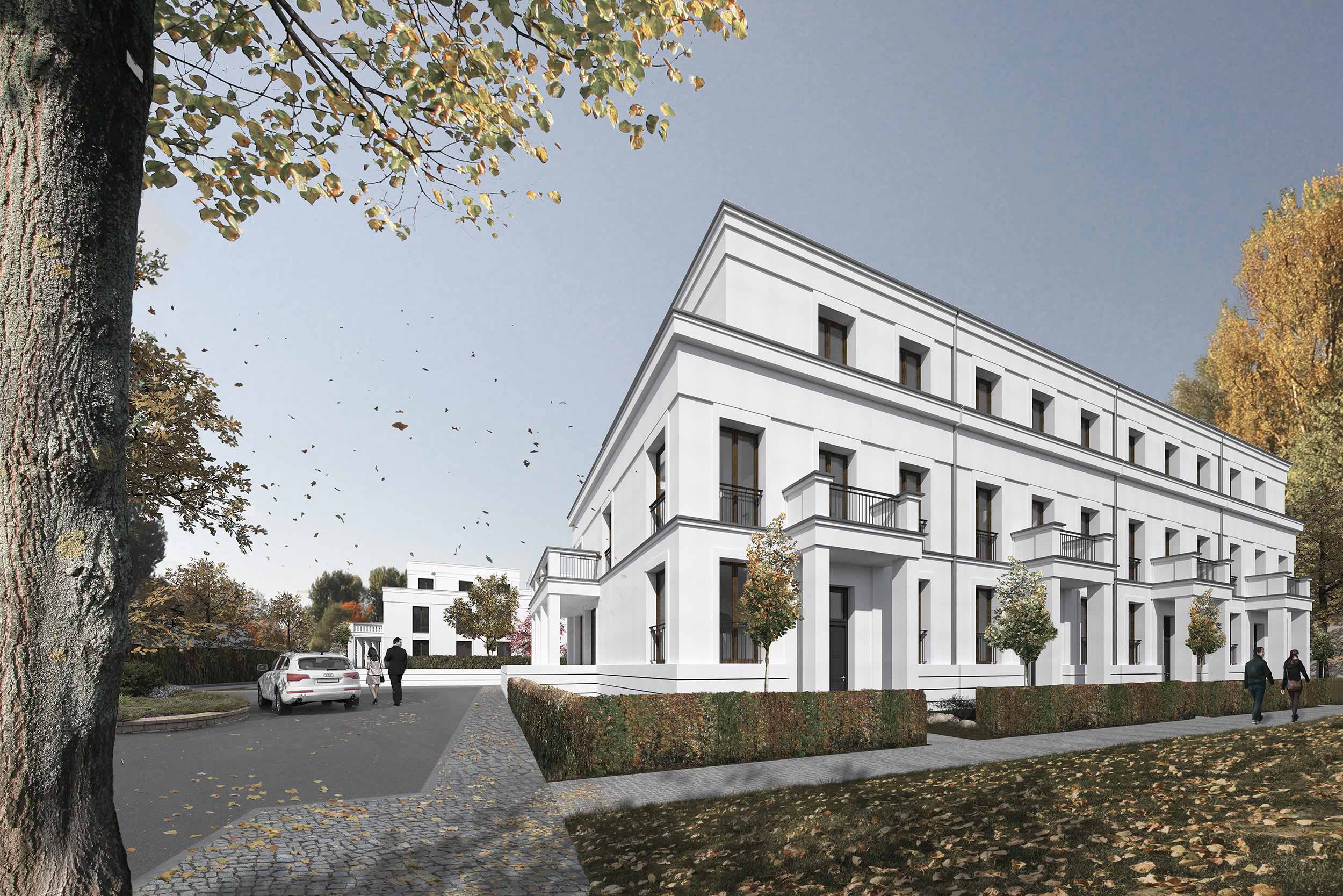 Neubauprojekt eines Wohnquartiers mit 42 Eigentumswohnungen - Die Townhhouses mit traditionellen Stilelementen Bremer Architektur