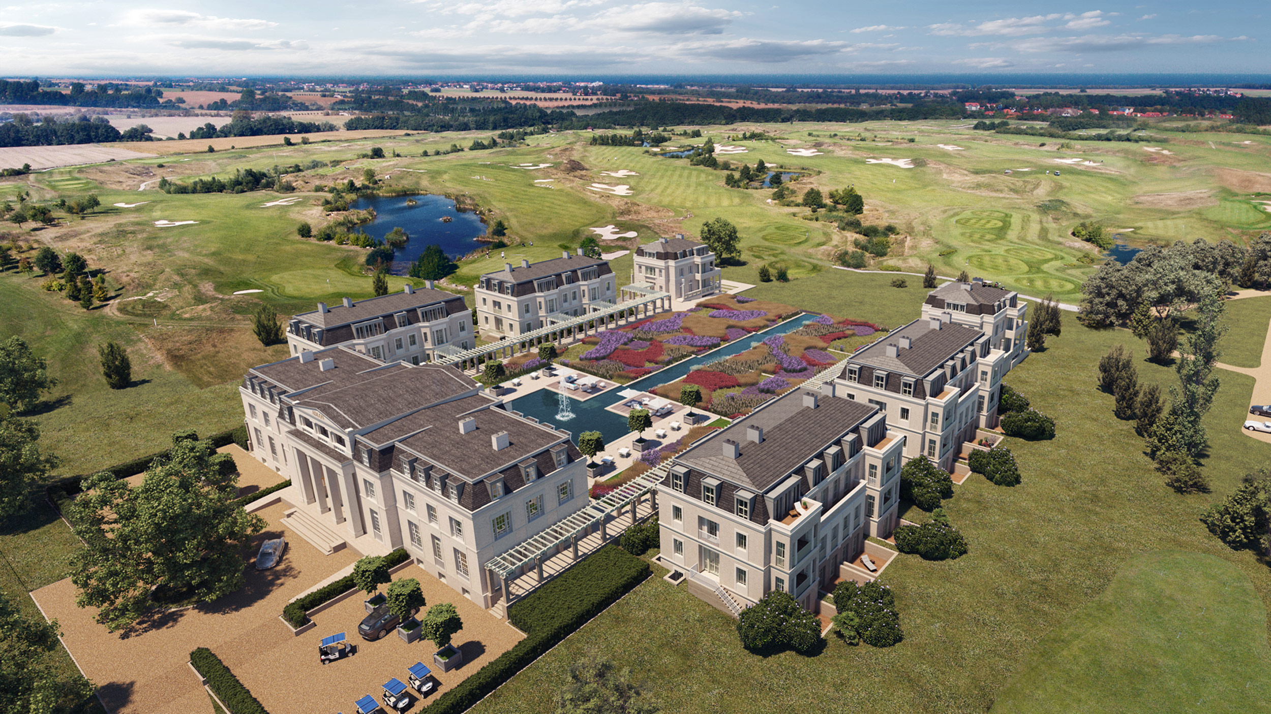 Golf- und Country Club mit Landschaftsgarten in Strand- und Meernähe Golf- und Country Club mit Landschaftsgarten in Strand- und Meernähe