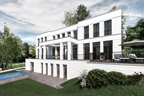 Durch seine Lage am Hang hat man vom Wohnhaus, dem Pool und allen Sonnenterrassen einen weiten Ausblick ins Tal.