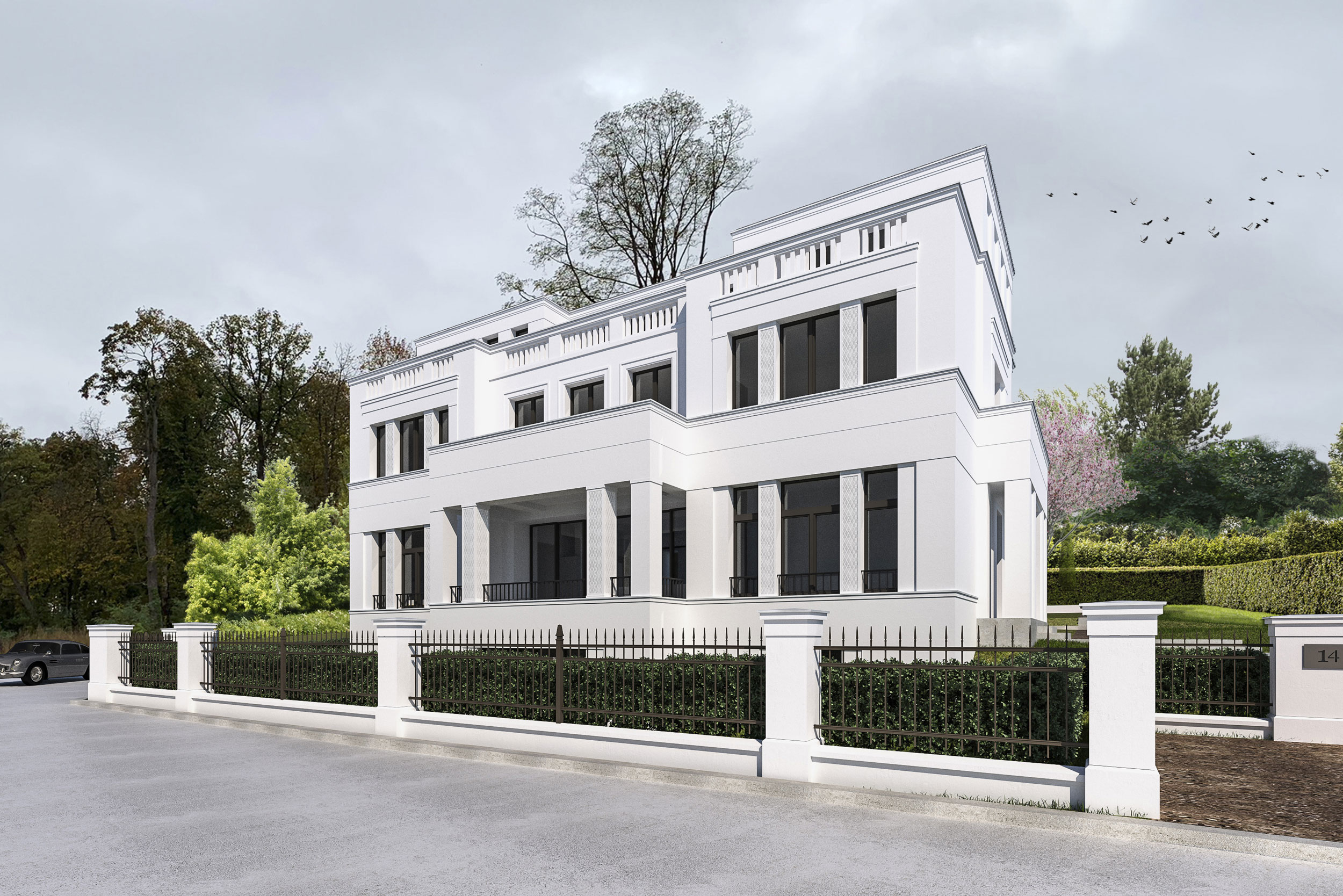 neubauvilla seeblick jungfernsee belvedere dachterrasse Die klassische Neubauvilla am Potsdamer Jungfernsee gibt der Villa seine "schöne Aussicht“!