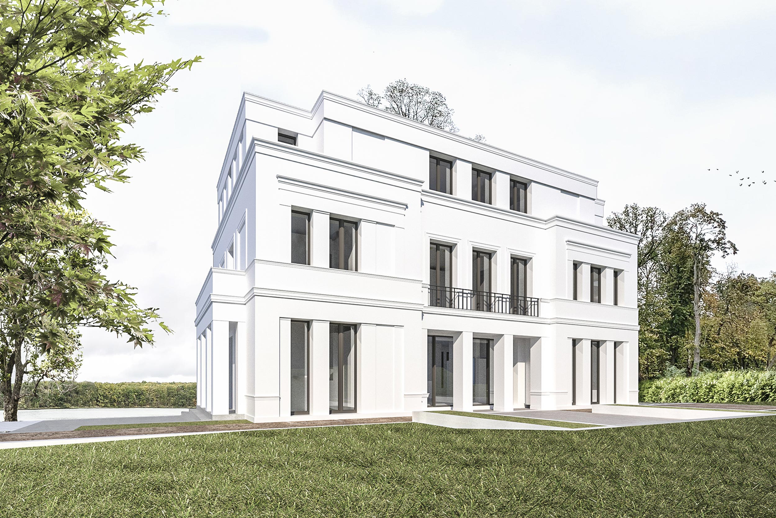 neubauvilla seeblick jungfernsee penthouse turmvilla Der Charakter einer Turmvilla entsteht durch dritte Geschoss, gestaltet als Penthouse mit Seeblick.