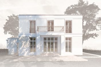 Die Fassaden gliedern Sockel, Gesimse und feine Putzfaschen