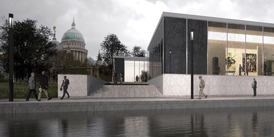 Die Kunsthalle für Moderne Kunst erreicht man über Freitreppen direkt von der Havel.