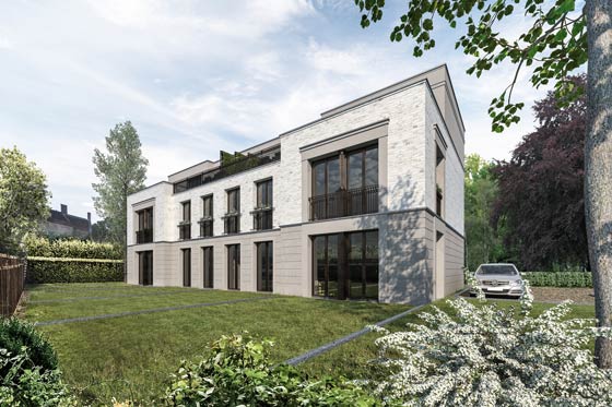 Die Typologie der Townhouses am Müggelsee greift die Dimension der umgebenden Baustrukturen auf.